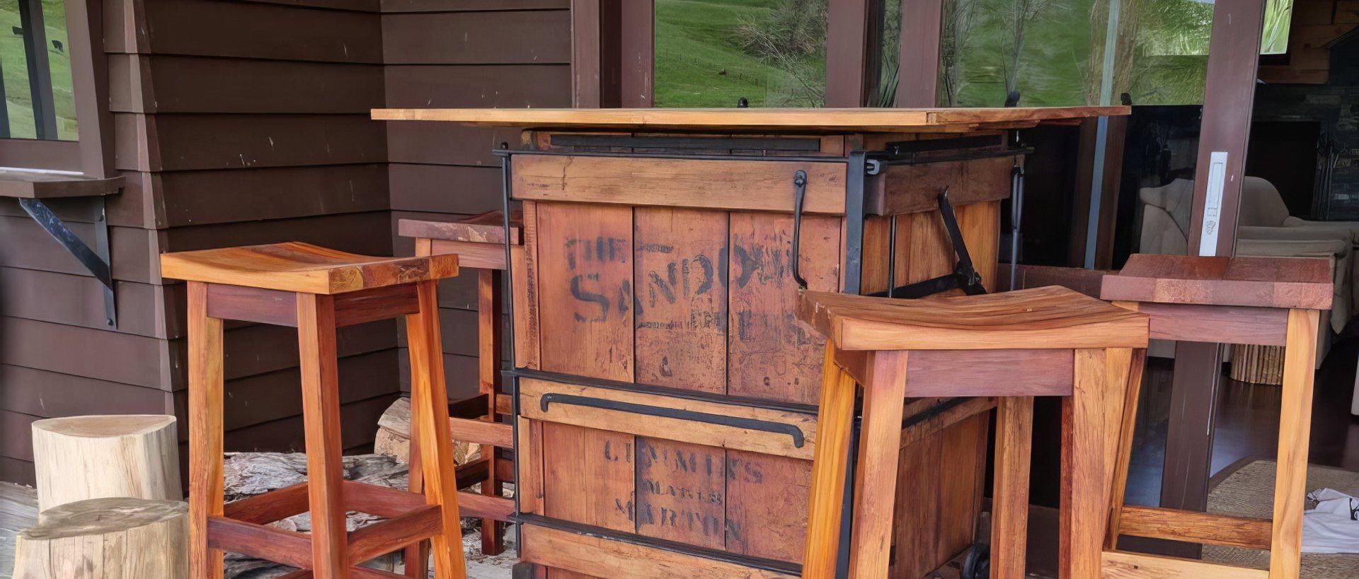 Wool Press Bar Leaner and Bar Stools by Quartersawn ArchiPro NZ